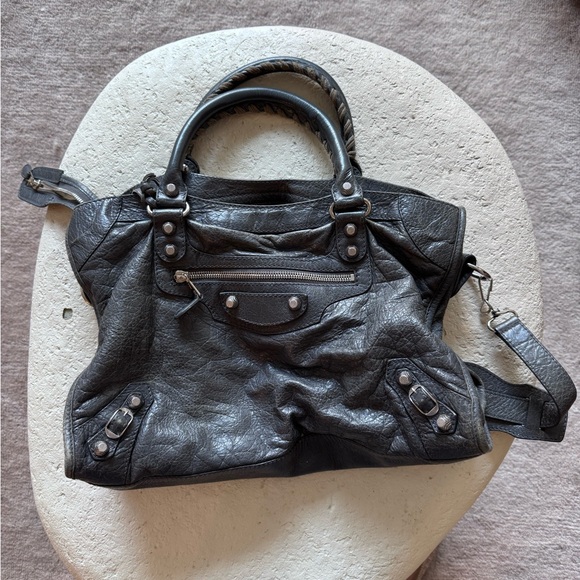Balenciaga Grey Leather Giant City Shoulder Bag - Picture 1 of 7